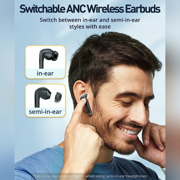 Active Noise Cancelling Wireless Earbuds, Bluetooth 5.3 Headphones - Picture 5 of 6